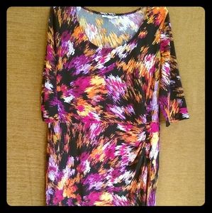 Multi-colored Gathered-waist Dress